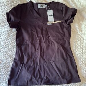 Ashh Scrub Women's Aneesa Classic V-Neck Top in Espresso
